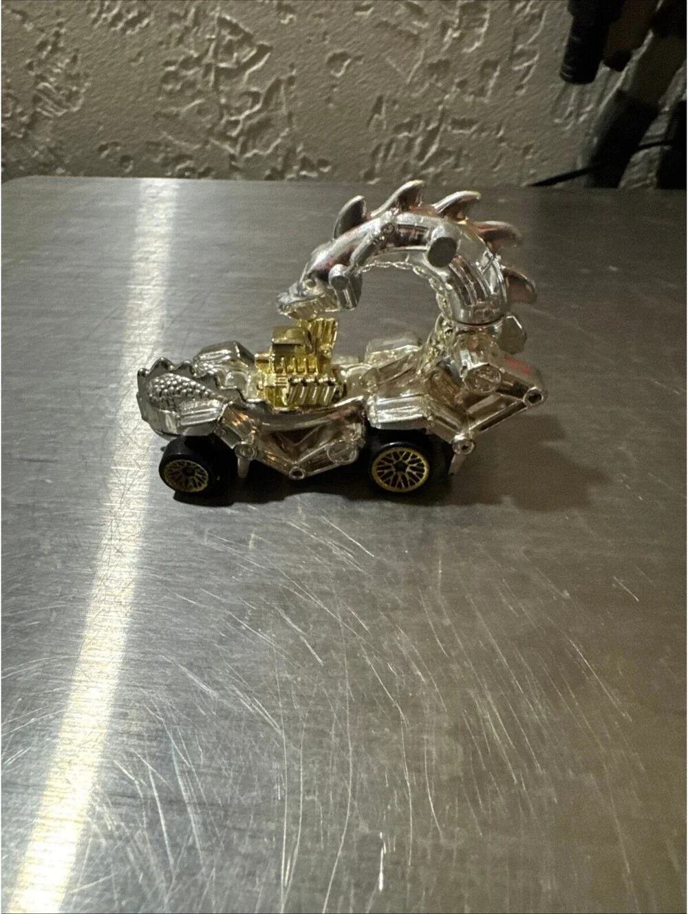 Vintage Hot Wheels Rodzilla Dragon Car Model 1987 Silver and Gold